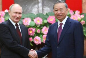 President Putin meets President To Lam at the Vietnamese Presidential Palace before the beginning of Russia Vietnam talks