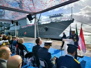 The renaming ceremony for the two Italian-made multipurpose offshore patrol vessels (PPA) purchased by the Indonesia Navy was held on 29 January 2025. Image from the Tentara Nasional Indonesia Angkatan Laut website.