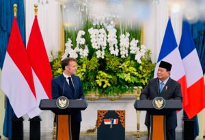 Indonesian President Prabowo Subianto called on Israel to recognise the sovereignty of the Palestinian state, making the statement during a joint press conference with French President Emmanuel Macron in Jakarta on 28 May 2025. Image source: BPMI Setpres/Laily Rachev.